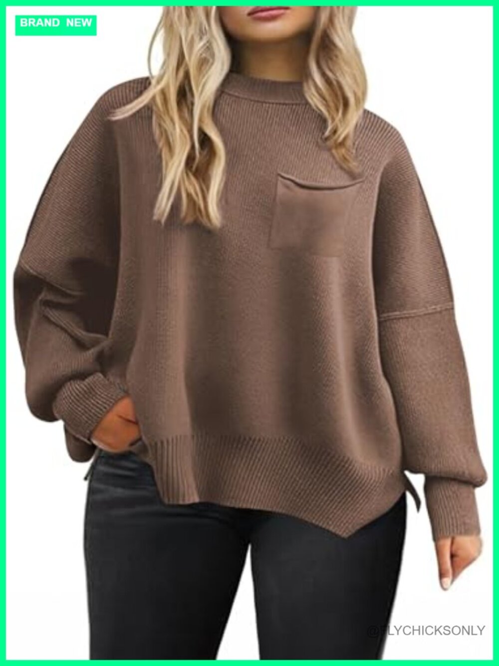 Plus Size Oversized Sweater Pullover Tunic High Neck Batwing Sleeve